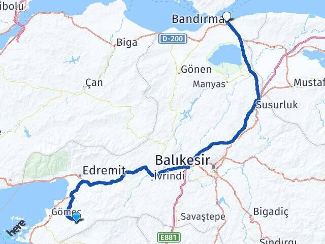 Kuyumcu Bandırma İDO Feribot İskelesi Arası Kaç Km - Yol Tarifi