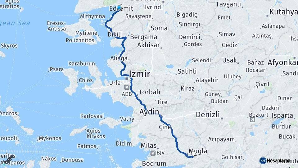 Balıkesir Burhaniye Muğla Arası Kaç Km - Yol Haritası