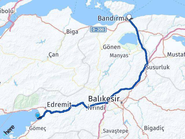 Ören Bandırma Arası Kaç Km - Yol Tarifi