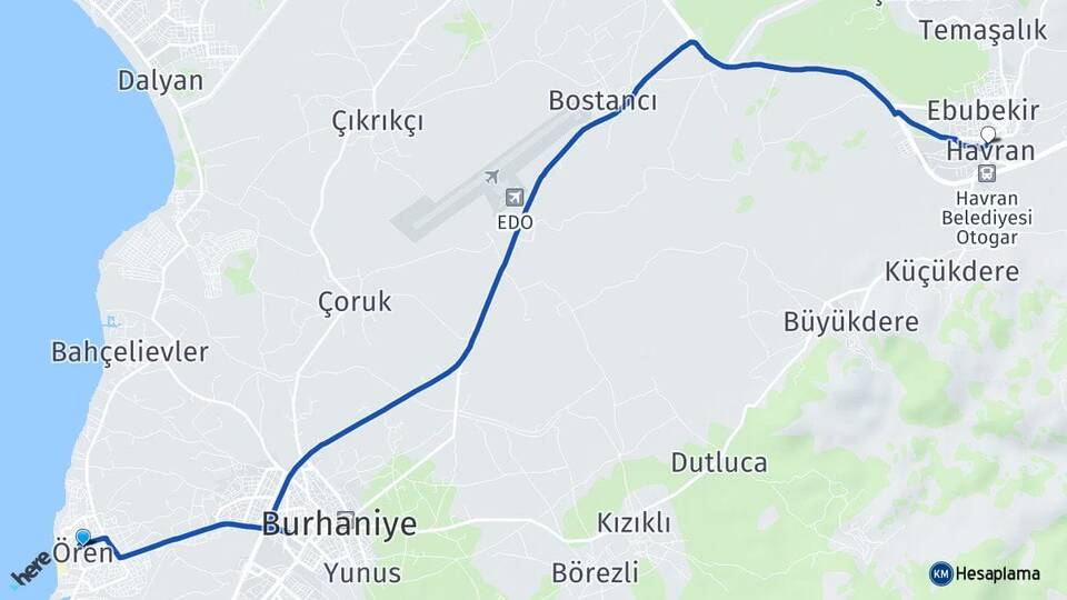 Ören Havran Arası Kaç Km - Yol Tarifi