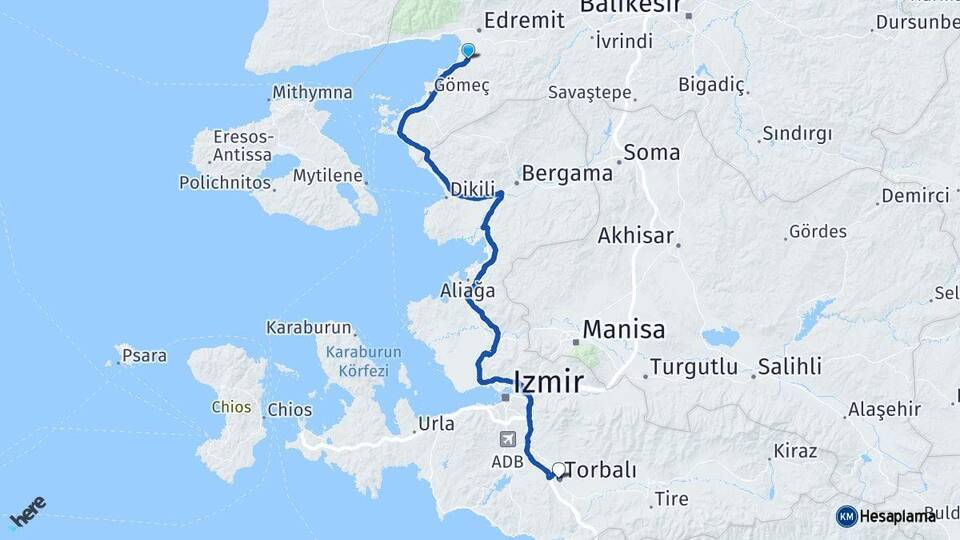 Balıkesir Burhaniye Torbalı İzmir Arası Kaç Km - Yol Haritası