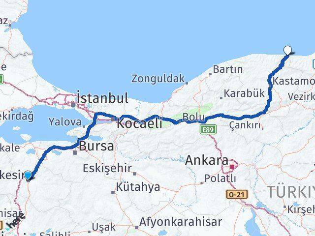 Balıkesir Çatalzeytin Arası Kaç Km - Yol Tarifi