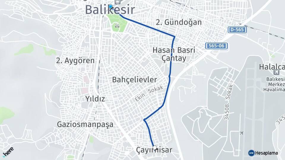Balıkesir Çayırhisar Altıeylül Arası Kaç Km - Yol Haritası