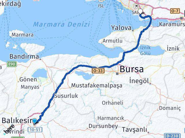 Balıkesir Çayırova Kocaeli Arası Kaç Km - Yol Haritası