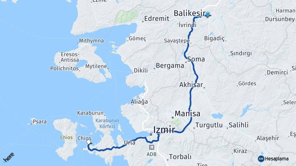 Balıkesir Çeşme İzmir Arası Kaç Km - Yol Haritası