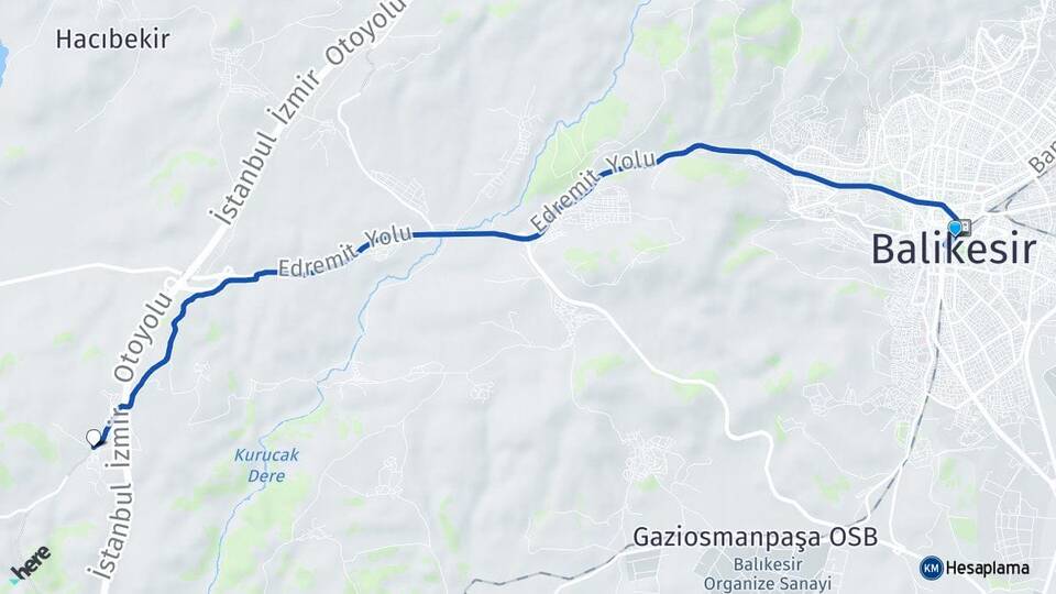 Balıkesir Dallımandıra Altıeylül Arası Kaç Km - Yol Haritası