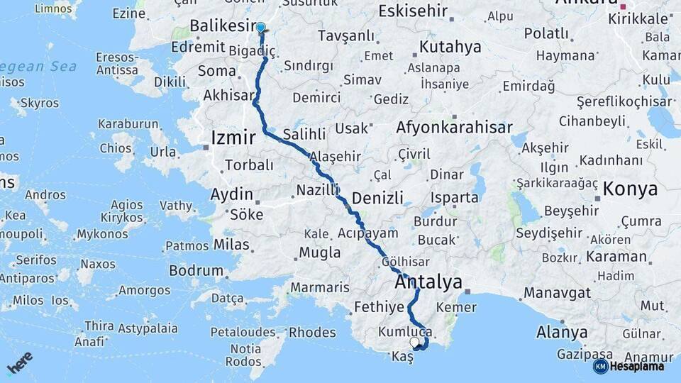 Balıkesir Demre Arası Kaç Km - Yol Tarifi