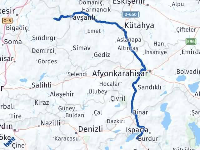 Balıkesir Dursunbey Burdur Arası Kaç Km - Yol Haritası