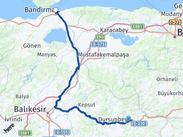 Çakmak Bandırma Tren Garı Arası Kaç Km - Yol Tarifi