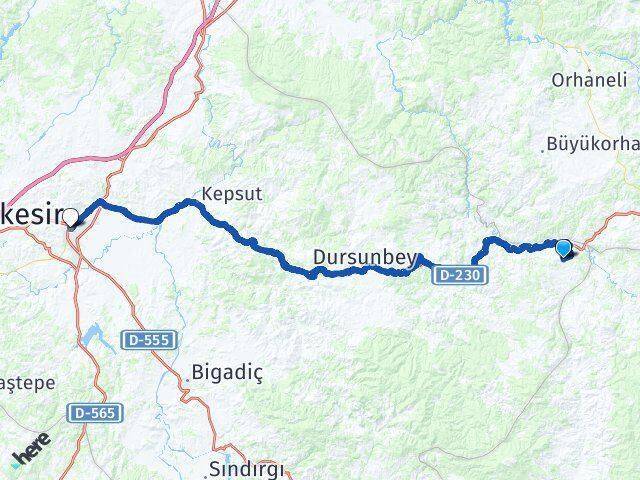 Çaltıcak Balıkesir Arası Kaç Km - Yol Tarifi