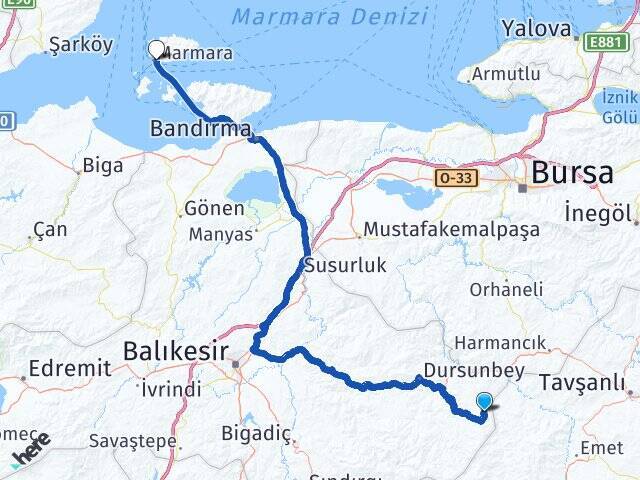 Demirciler Marmara Adası Feribot İskelesi Arası Kaç Km - Yol Tarifi