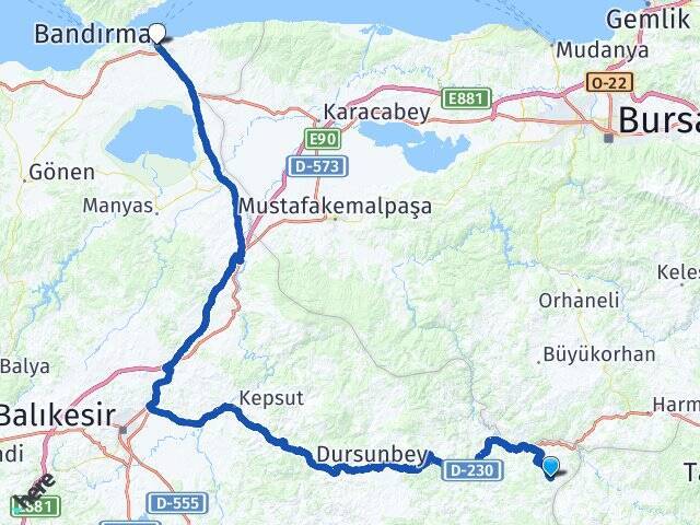 Gökçedağ Bandırma İDO Feribot İskelesi Arası Kaç Km - Yol Tarifi