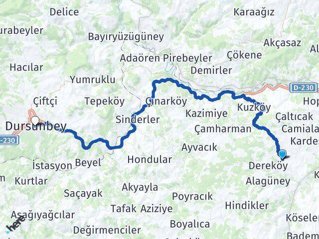 Gökçedağ Dursunbey Arası Kaç Km - Yol Tarifi