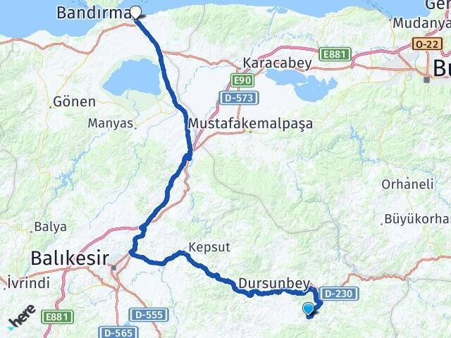 İsmailler Bandırma İDO Feribot İskelesi Arası Kaç Km - Yol Tarifi