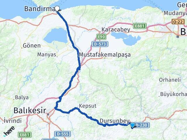 İstasyon Bandırma İDO Feribot İskelesi Arası Kaç Km - Yol Tarifi