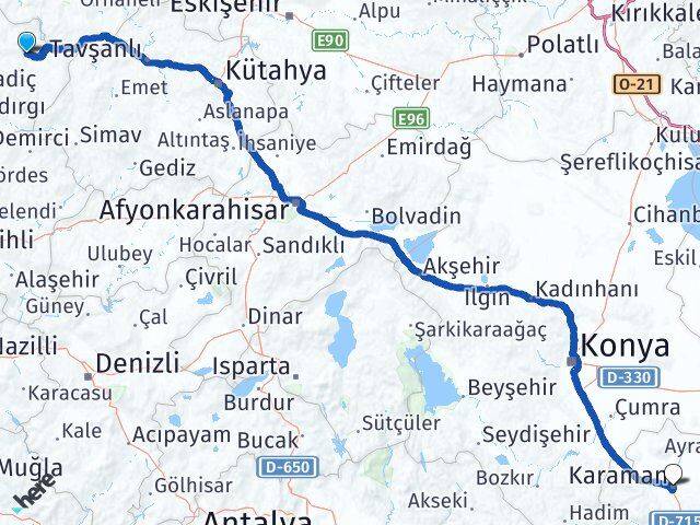Balıkesir Dursunbey Karaman Arası Kaç Km - Yol Haritası