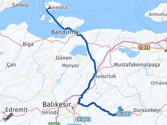 Karapınar Marmara Adası Feribot İskelesi Arası Kaç Km - Yol Tarifi