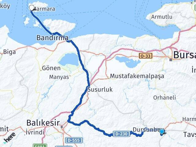 Kardeşler Marmara Adası Feribot İskelesi Arası Kaç Km - Yol Tarifi