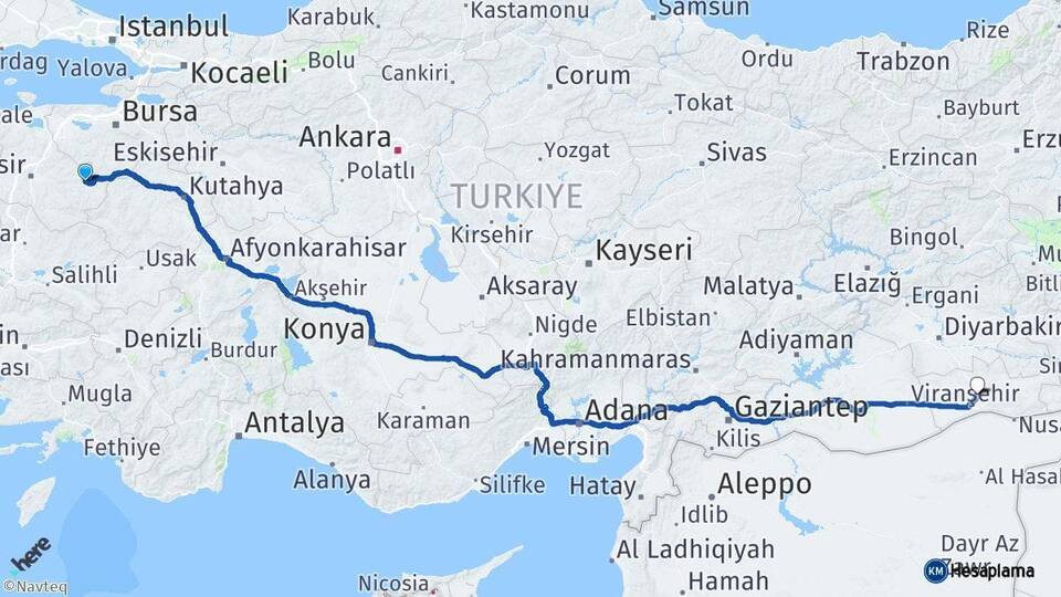 Balıkesir Dursunbey Mardin Arası Kaç Km - Yol Haritası