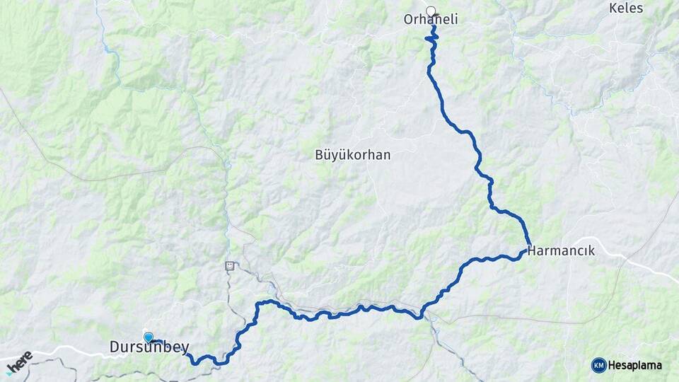 Balıkesir Dursunbey Orhaneli Bursa Arası Kaç Km - Yol Haritası