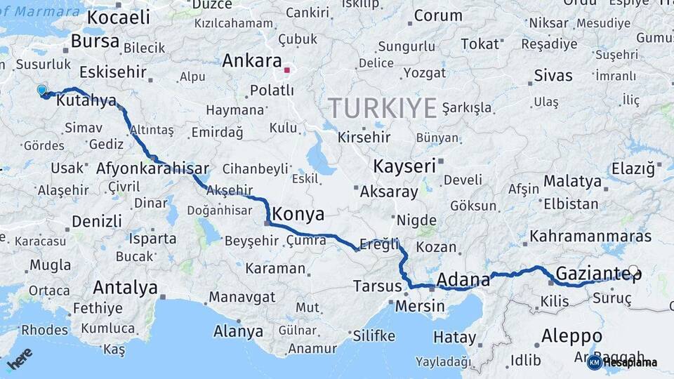 Balıkesir Dursunbey Şanlıurfa Arası Kaç Km - Yol Haritası