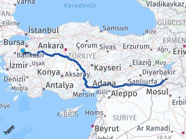 Balıkesir Dursunbey Şırnak Arası Kaç Km - Yol Haritası