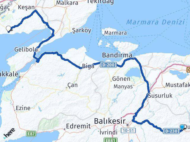 Balıkesir Dursunbey Vakıf Enez Edirne Arası Kaç Km - Yol Haritası