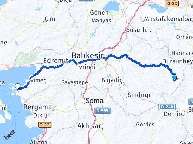 Yassıören Ayvalık Feribot Terminali Arası Kaç Km - Yol Tarifi