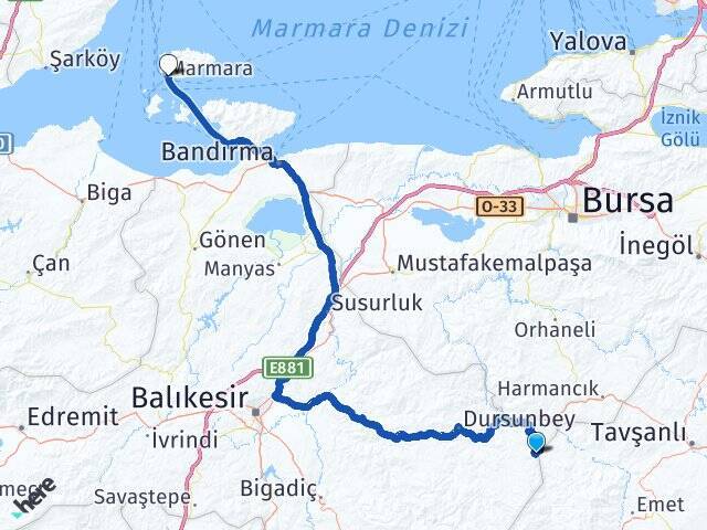 Yunuslar Marmara Adası Feribot İskelesi Arası Kaç Km - Yol Tarifi