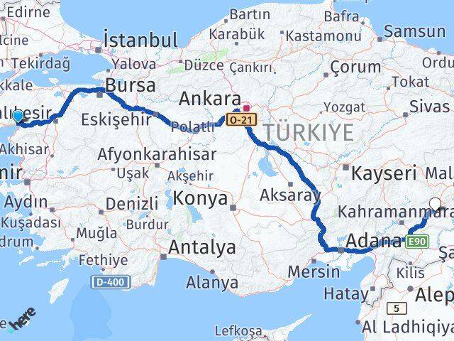 Balıkesir Edremit Akçay Adıyaman Arası Kaç Km - Yol Haritası