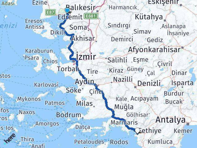 Akçay Fethiye Arası Kaç Km - Yol Tarifi