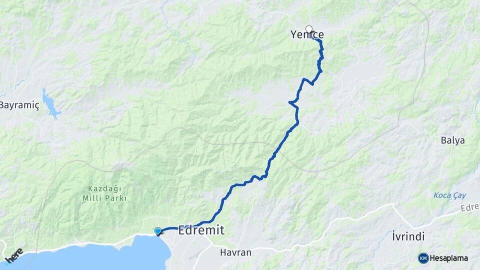 Akçay Yenice Arası Kaç Km - Yol Tarifi