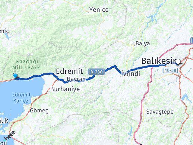 Balıkesir Edremit Altınoluk Arası Kaç Km - Yol Haritası