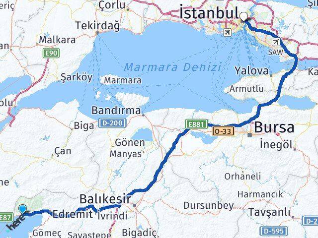 Balıkesir Edremit Altınoluk İstanbul Arası Kaç Km - Yol Haritası