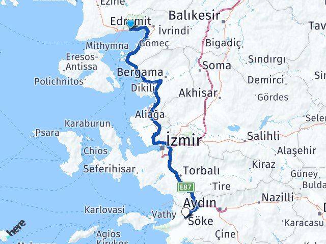 Balıkesir Edremit Altınoluk Söke Aydın Arası Kaç Km - Yol Haritası