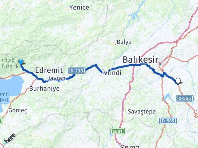 Beyoba Balıkesir Üniversitesi Arası Kaç Km - Yol Tarifi