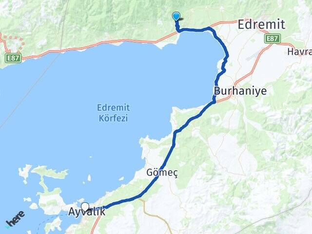 Çamlıbel Ayvalık Feribot Terminali Arası Kaç Km - Yol Tarifi