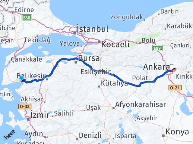 Balıkesir Edremit Güre Ankara Arası Kaç Km - Yol Haritası