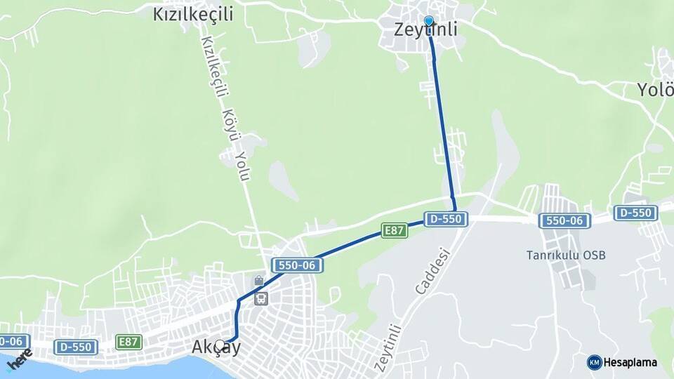 Zeytinli Akçay Arası Kaç Km - Yol Tarifi