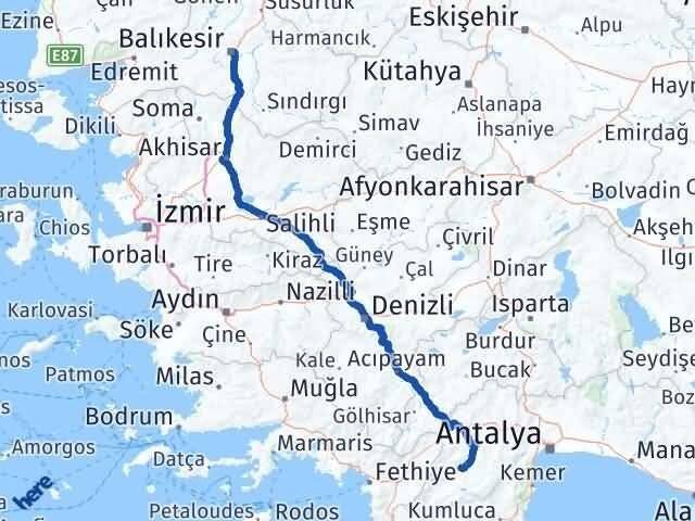 Balıkesir Elmalı Antalya Arası Kaç Km - Yol Haritası