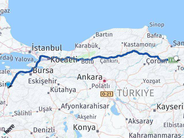 Balıkesir Erbaa Arası Kaç Km - Yol Tarifi