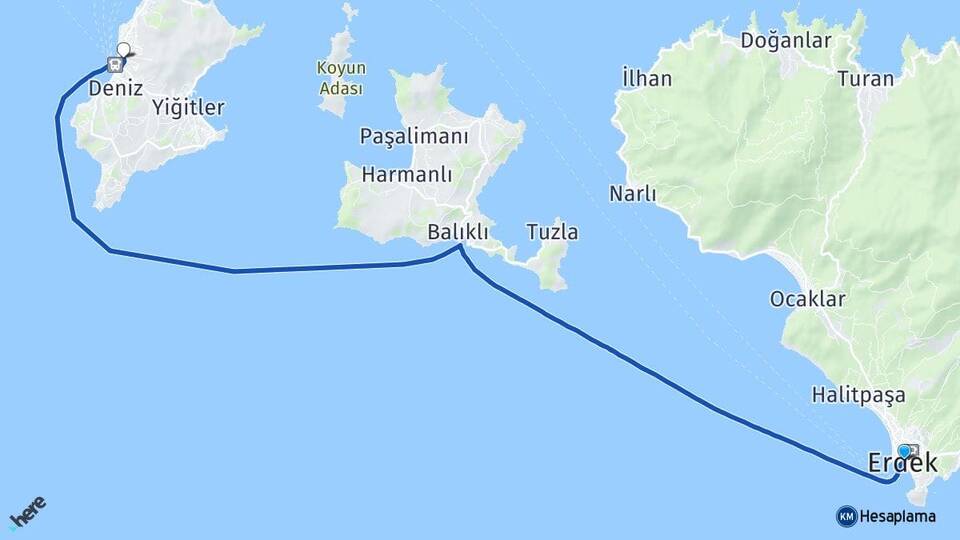 Balıkesir Erdek Avşa Marmara Arası Kaç Km - Yol Haritası