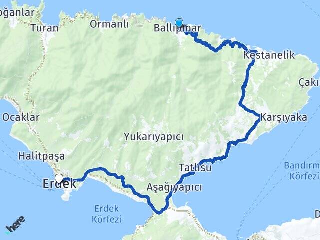 Ballıpınar Erdek Feribot Terminali Arası Kaç Km - Yol Tarifi