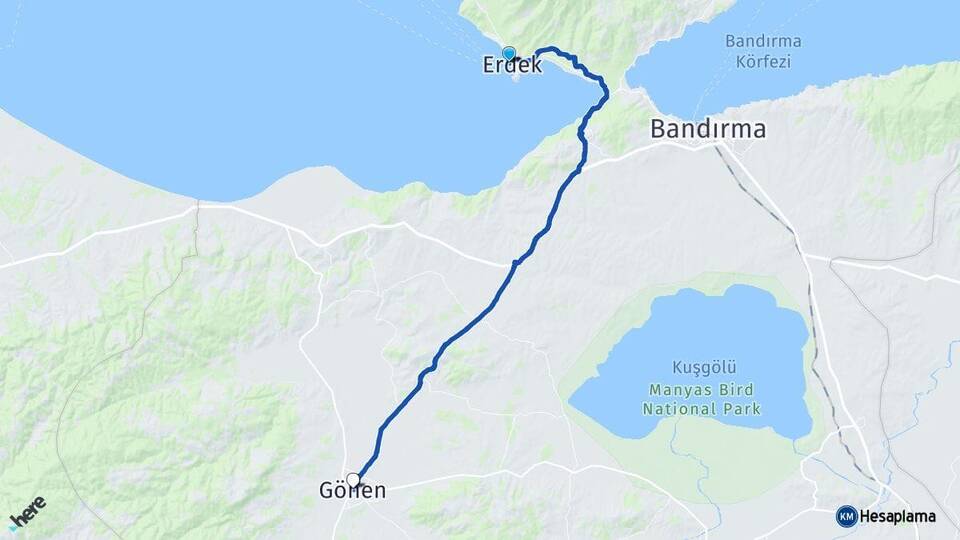 Balıkesir Erdek Gönen Arası Kaç Km - Yol Haritası