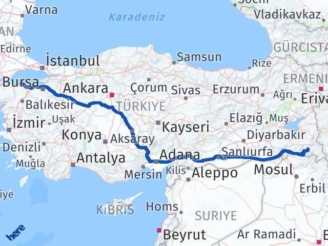 Balıkesir Erdek Hakkari Arası Kaç Km - Yol Haritası