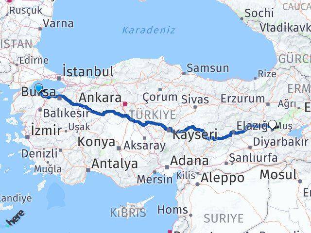 Balıkesir Erdek Muş Arası Kaç Km - Yol Haritası