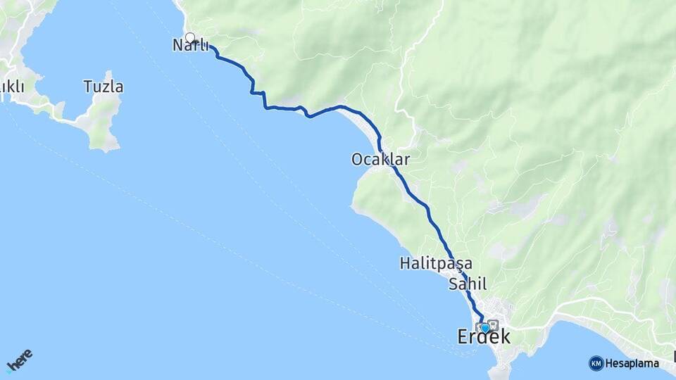 Balıkesir Erdek Narlı Erdek Arası Kaç Km - Yol Haritası