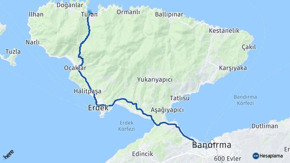 Turan Bandırma Arası Kaç Km - Yol Tarifi