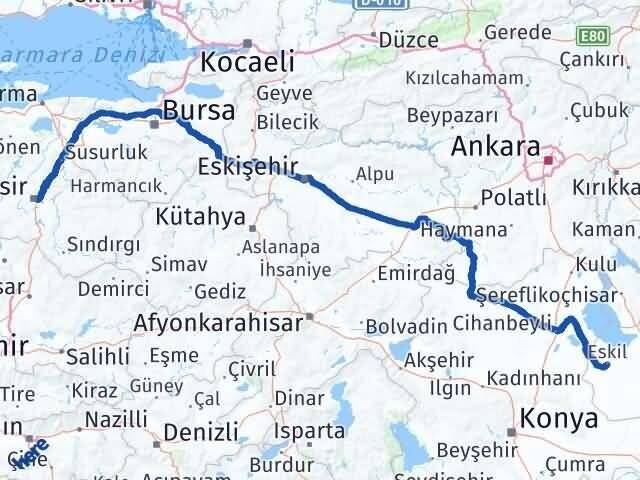 Balıkesir Eskil Aksaray Arası Kaç Km - Yol Haritası