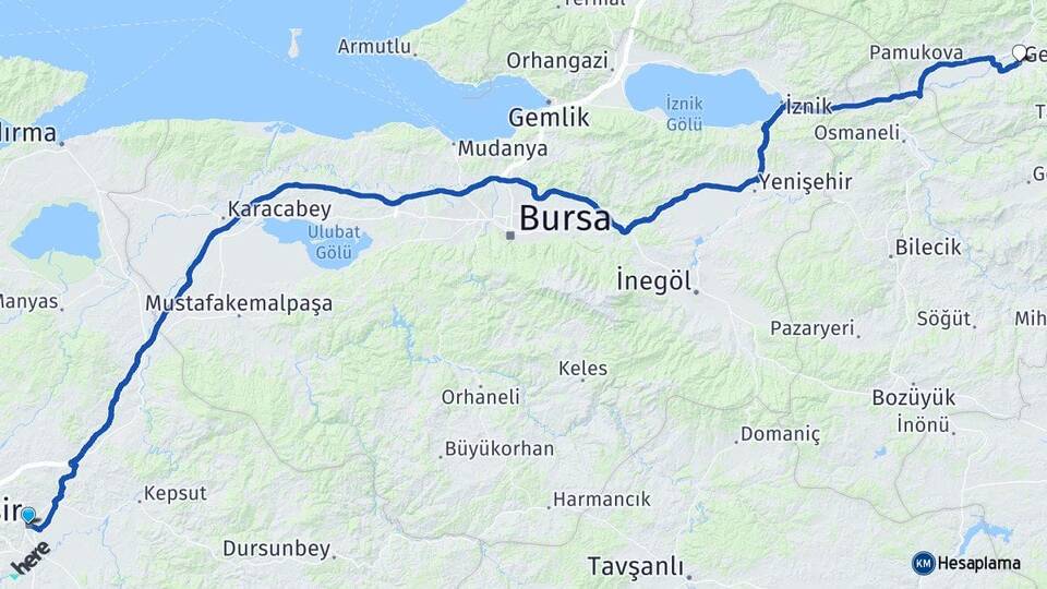 Balıkesir Geyve Sakarya Arası Kaç Km - Yol Haritası